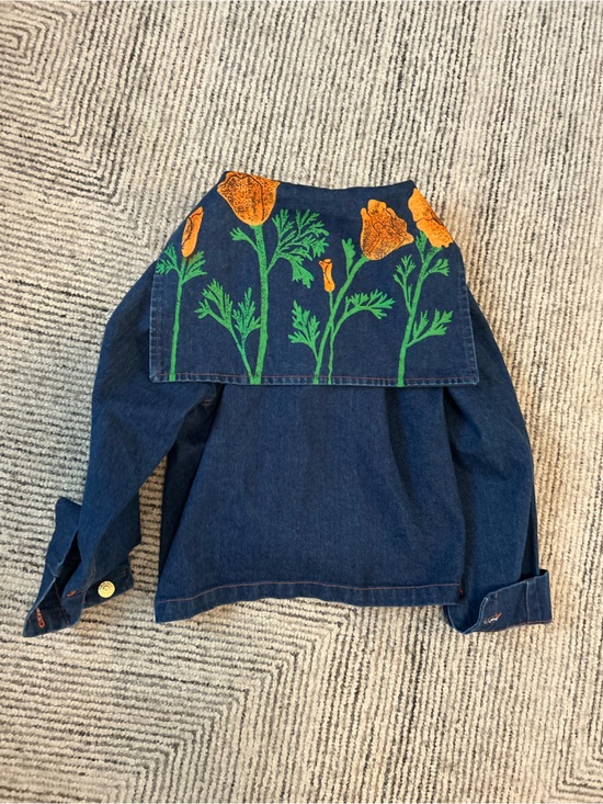 Big Bud Press Jackets & Blazers - Big Bud Press Poppy Jean Flower Sailor Jacket Size Small denim work button